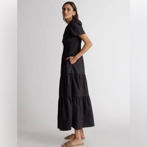 New w. Tags Quince 100% Cotton Black Tiered Maxi Dress